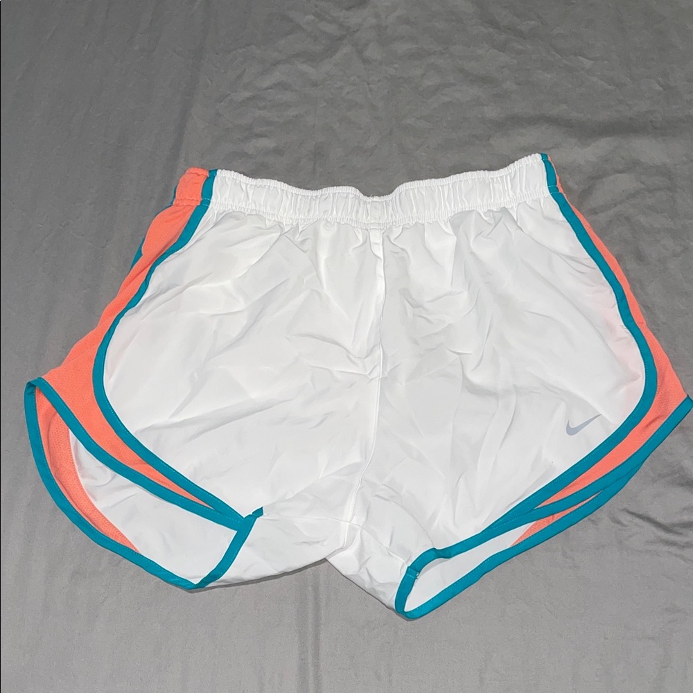 Nike Women's White and Orange Athletic Shorts